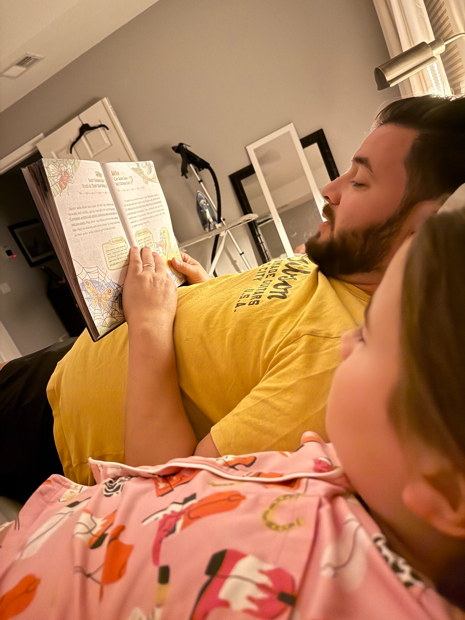 Child's delighted reaction reading the book