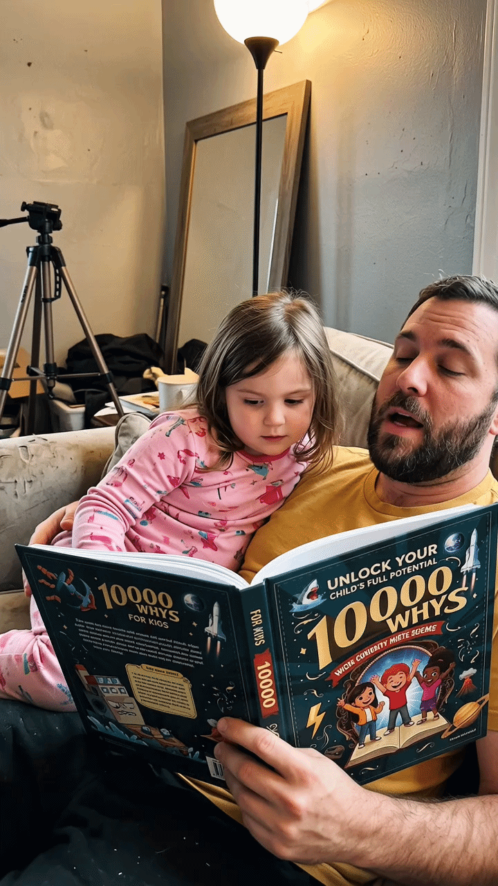 Dad reviewing the encyclopedia with his kids
